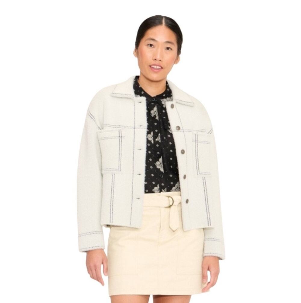 Woolrich x Target Knit Jacket Cream Contrast Stitch Button Front Women Large